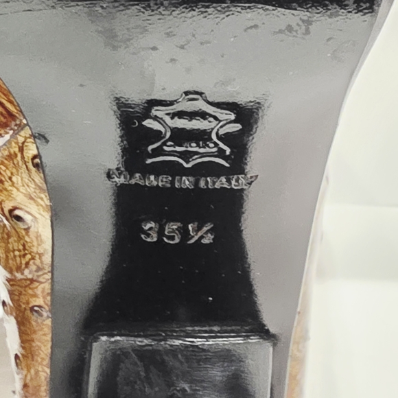 Vittorio Valsecchi OSTRICH BROWN Leather Metallic Knee High Boot 35.5 US 5.5 New - Picture 14 of 16